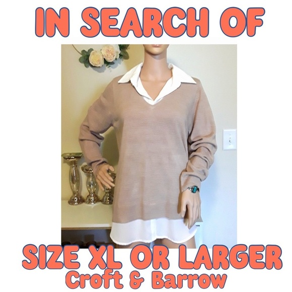 croft & barrow Sweaters - **IN SEARCH OF** Croft & Barrow Beige Layered Sweater XL Or Plus Sz